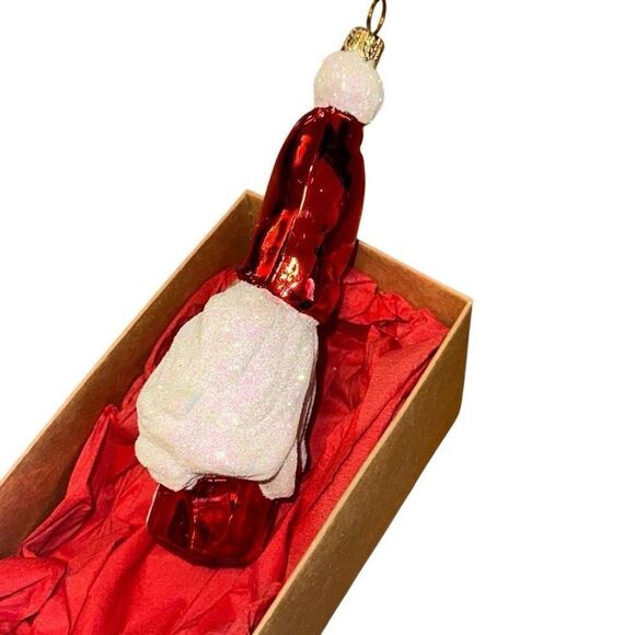 Hand blown Santa Christmas Ornament glitter Made in Poland Large Max Glass mouth - Picture 7 of 8